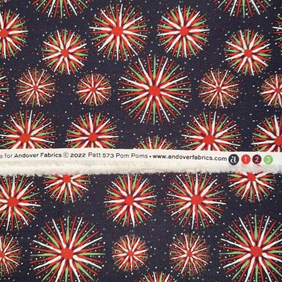 Red & Green Pom Poms | Renee Nanneman of Need'l Love | Andover Fabrics | 1/2 YD - Picture 8 of 8